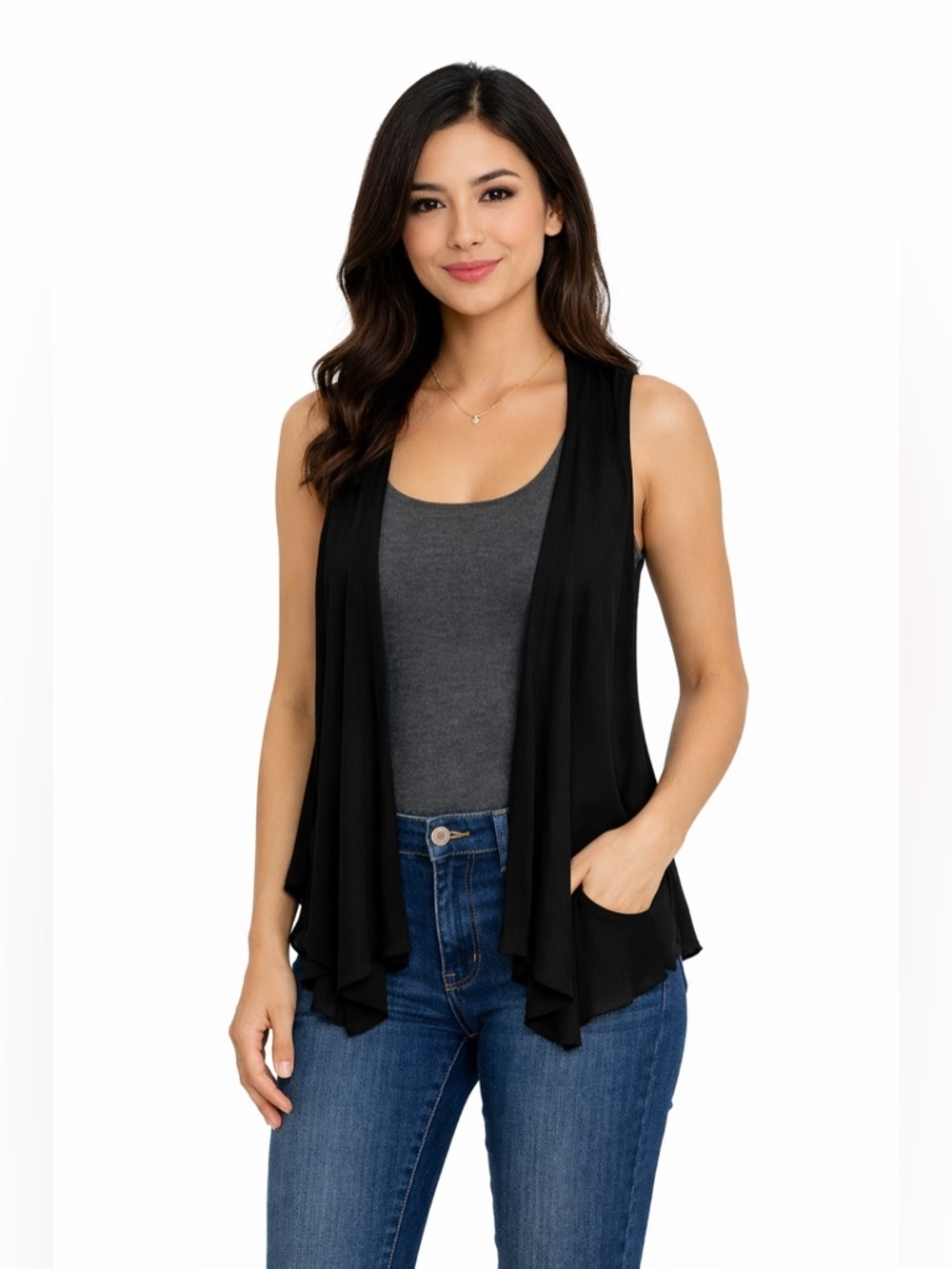 decree black cardigan boho ribbed y2k vest